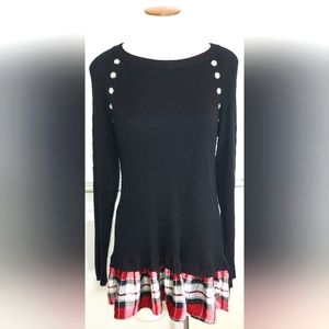 Torrid Striped Black/Red Plaid Long Sleeve Shirt NWT